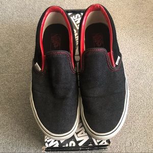 Vans Black Denim Slip-On Men’s sz 9.5